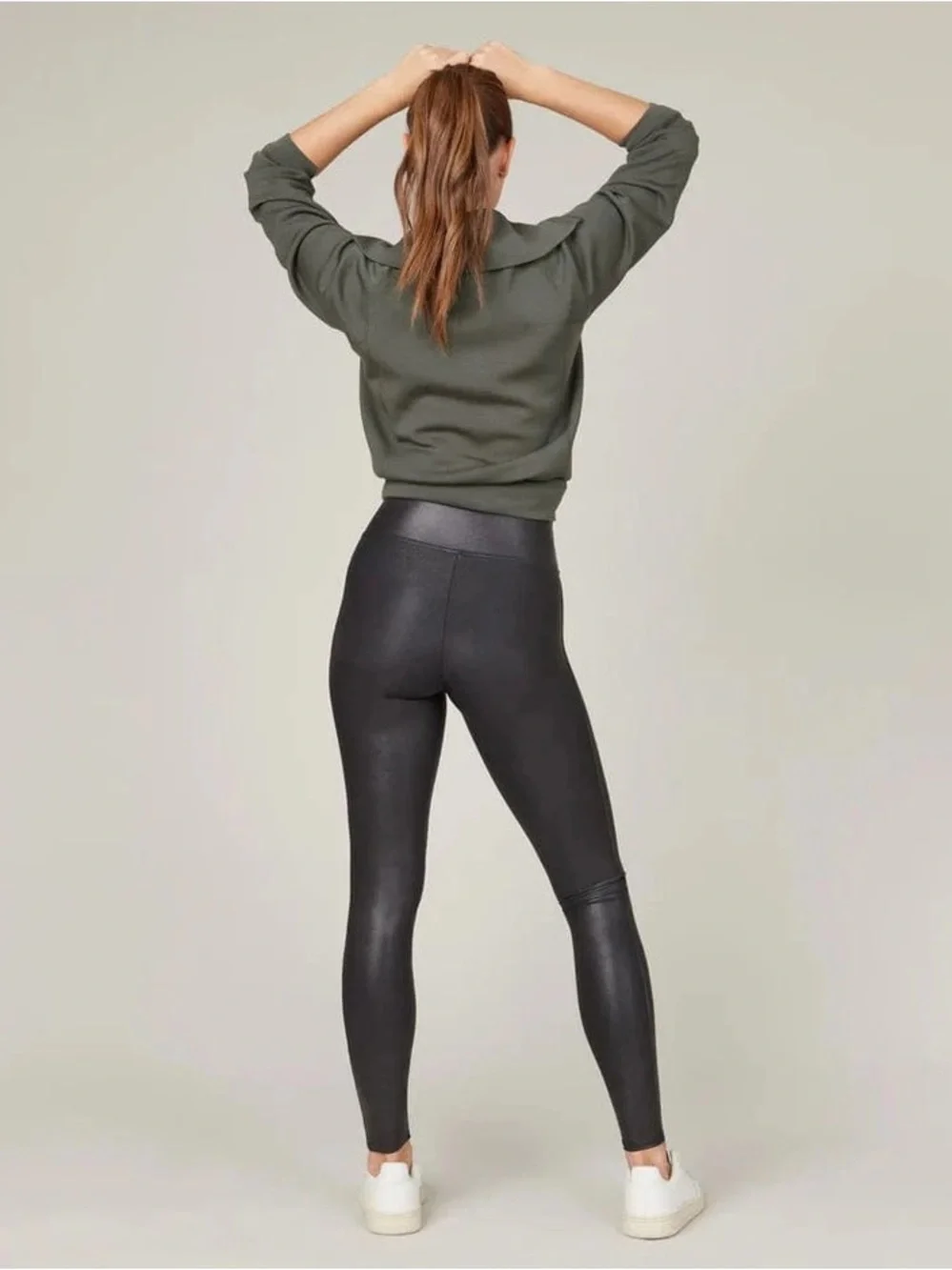 SPANX Black High-Waist Faux Leather Leggings 2X Plus Size